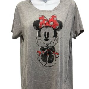 DISNEY MINNIE MOUSE Gray Short Sleeve Top Size XXL